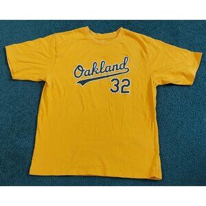MLB Oakland Athletics Youth T-Shirt #32 Cust Baseball Shirt Yellow Green Size L